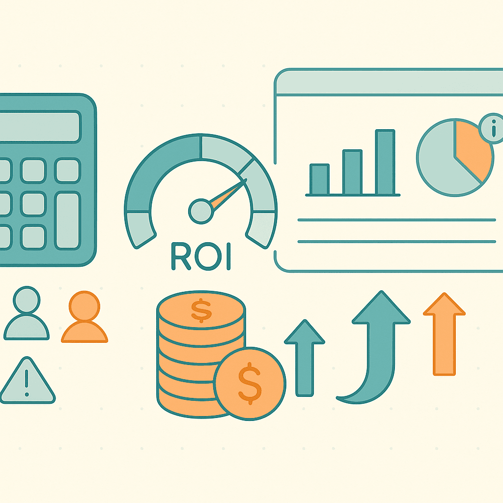 Executive analyzing AI ROI calculations on dashboard