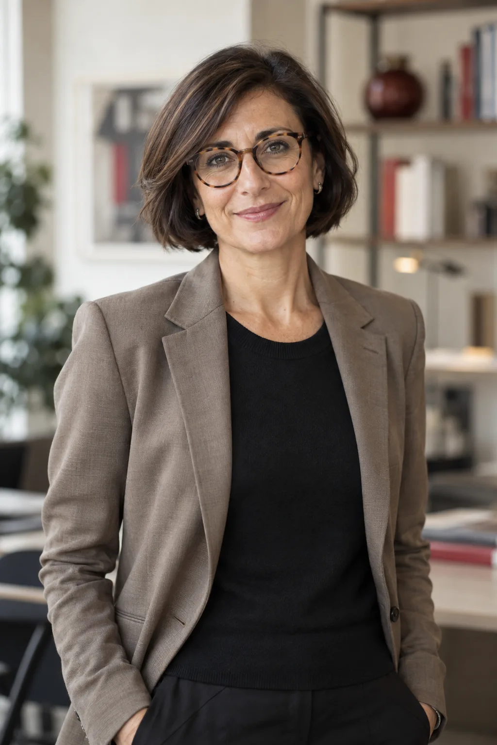 Posed portrait of Giulia Moretti, a fictional consultant profile representing Italy, generated with AI